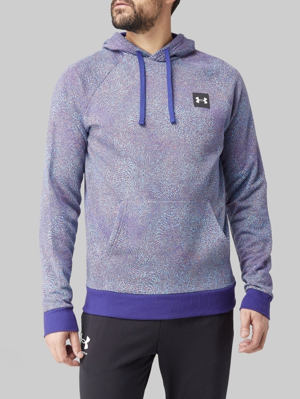 Under Armour Men's Rival Fleece Pullover Hoodie Extra Large Purple Blue Swirl